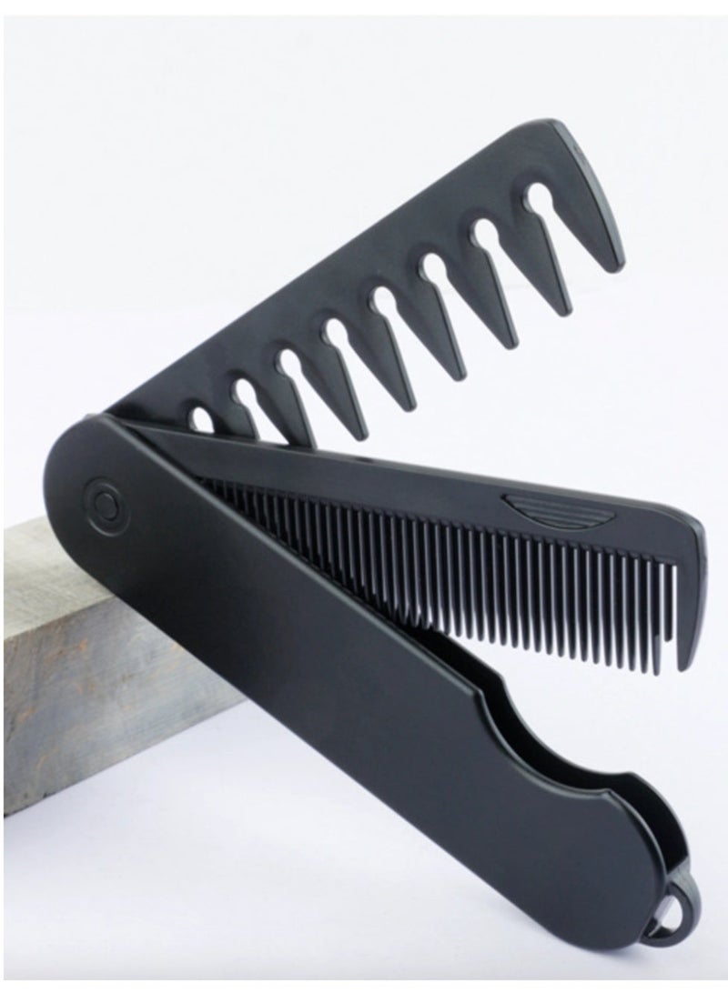 مشطان قابلان للطي للجيب، بلاستيكي، ذو أسنان عريضة، مشط رأس زيت، مشط لحية، مشط ماكينة حلاقة، أدوات تصفيف الشعر في الصالونات - Image 2